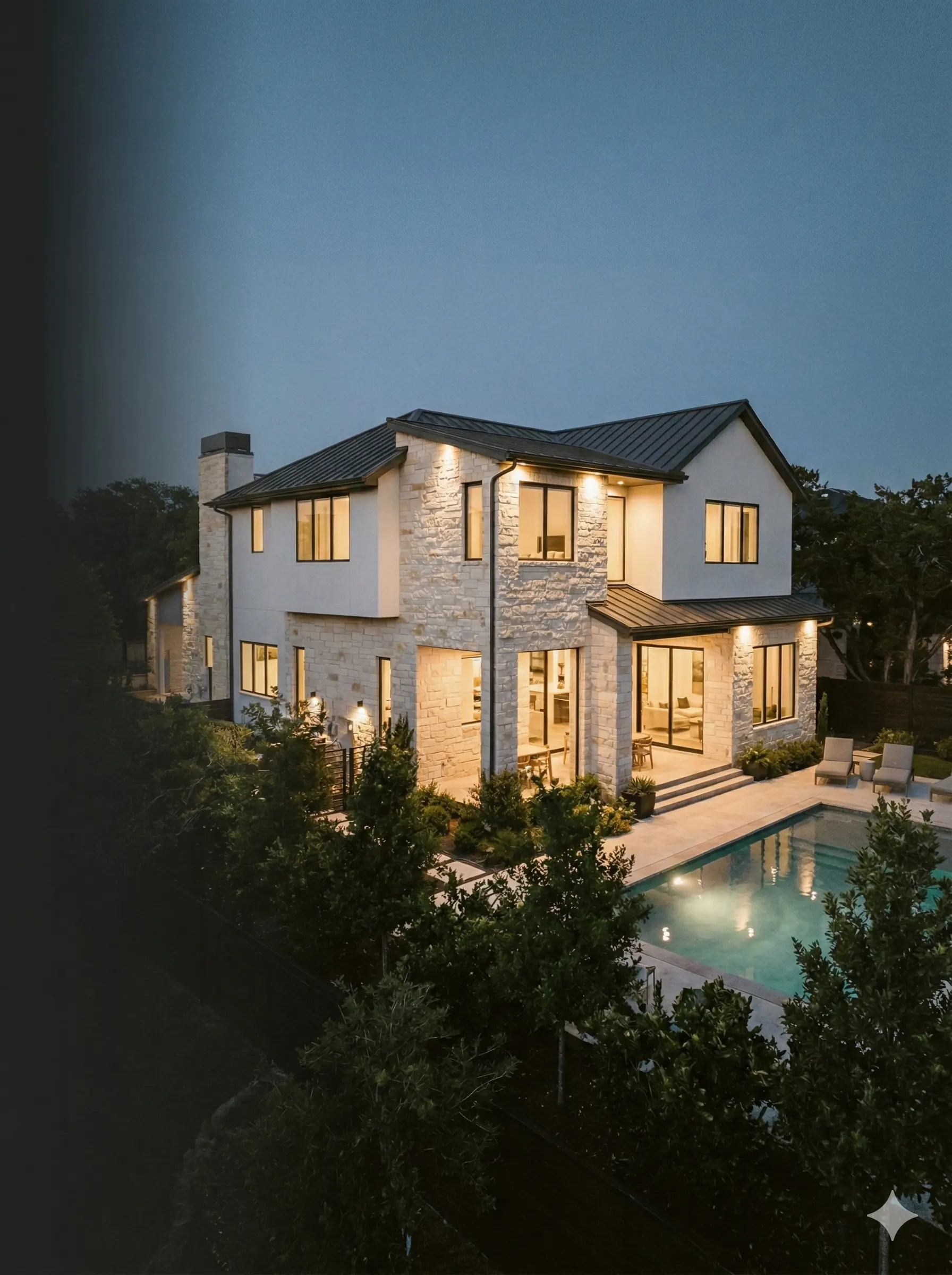 Austin luxury home at blue hour